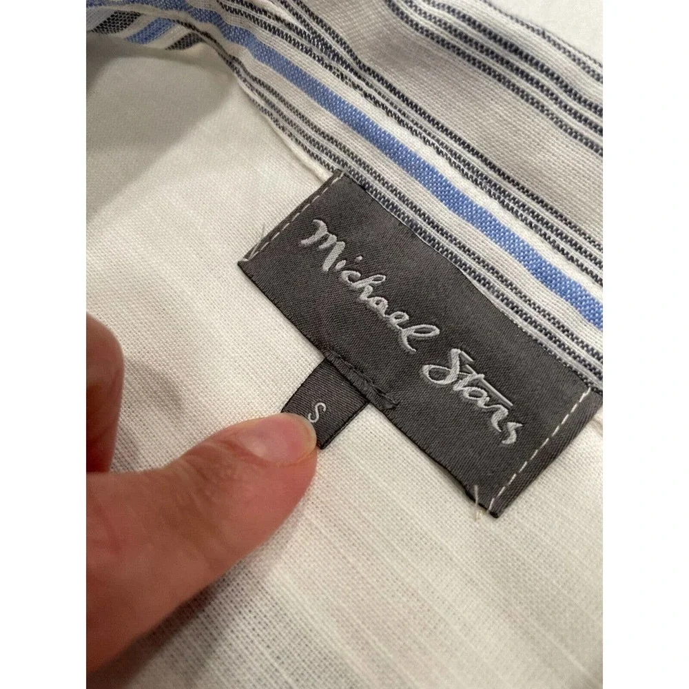 Michael Stars Size S Women's White Stripe Button Up Shirt Pocket‎ Long Sleeve